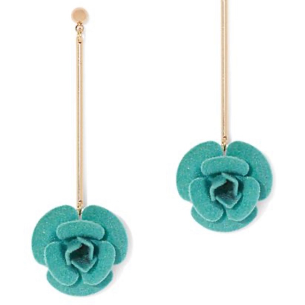 Brand New! Teal Floral Drop Earrings